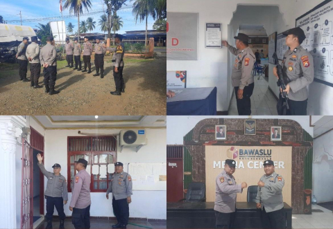 Pengamanan Kantor Bawaslu Kota Bengkulu oleh Subsatgas PAM Pemilu Berjalan Lancar