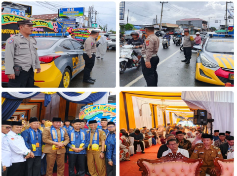 Polsek Ganding Cempaka Laksanakan Pengamanan Grand Opening Travel Haji dan Umroh