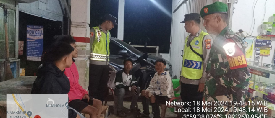 Polsek Sukaraja Bersama Koramil 0425-03 Air Periukan Patroli Gabungan Ciptakan Sitkamtibmas yang Aman dan Kondusif