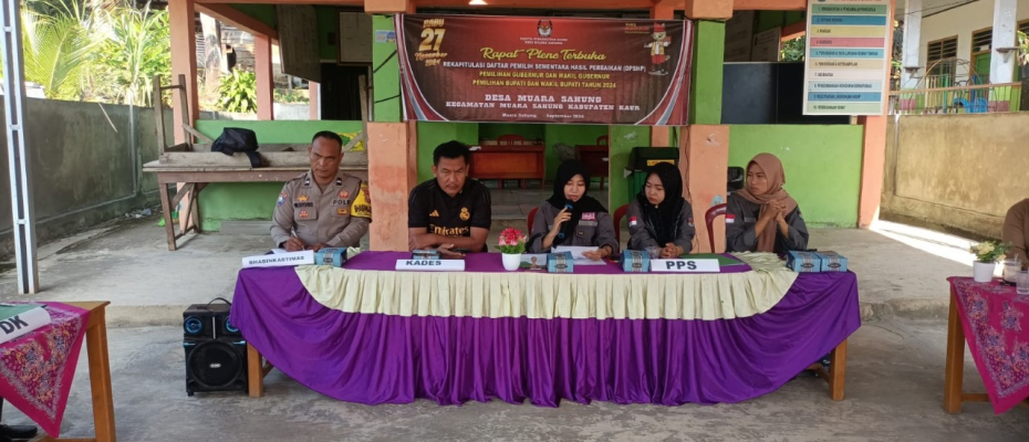 Polsek Muara Sahung Monitoring Rapat Pleno Terbuka Rekapitulasi DPSHP Pemilihan Gubernur dan Wakil Gubernur, Bupati dan Wakil Bupati 