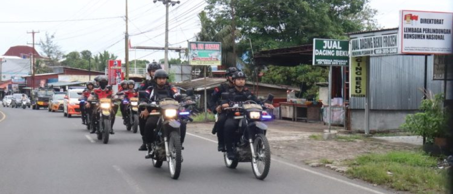 Polda Bengkulu Gelar Patroli Gabungan di Jalan Protokol Saat Hari Pencoblosan  